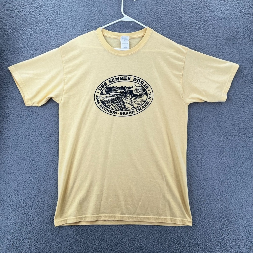 Vintage Y2k USS Semmes DDG18‎ Reunion 2006 Adult Large Yellow Soft Gildan Tab